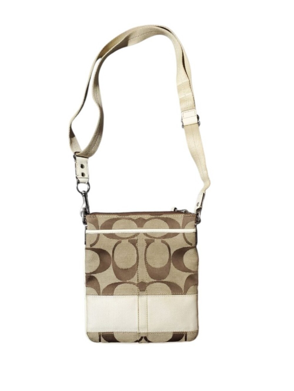 Coach y2k Tan & Cream Signature Canvas Messenger Bag